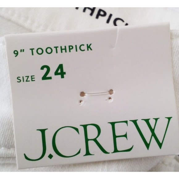 J.Crew 9” Toothpick Mid Rise Stretch Jeans | White Wash | Size 24 | NWT - Picture 8 of 10